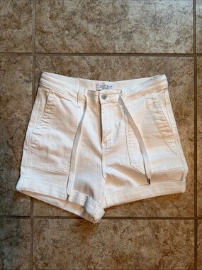 Judy Blue White High-Waist Utility Drawstring Shorts